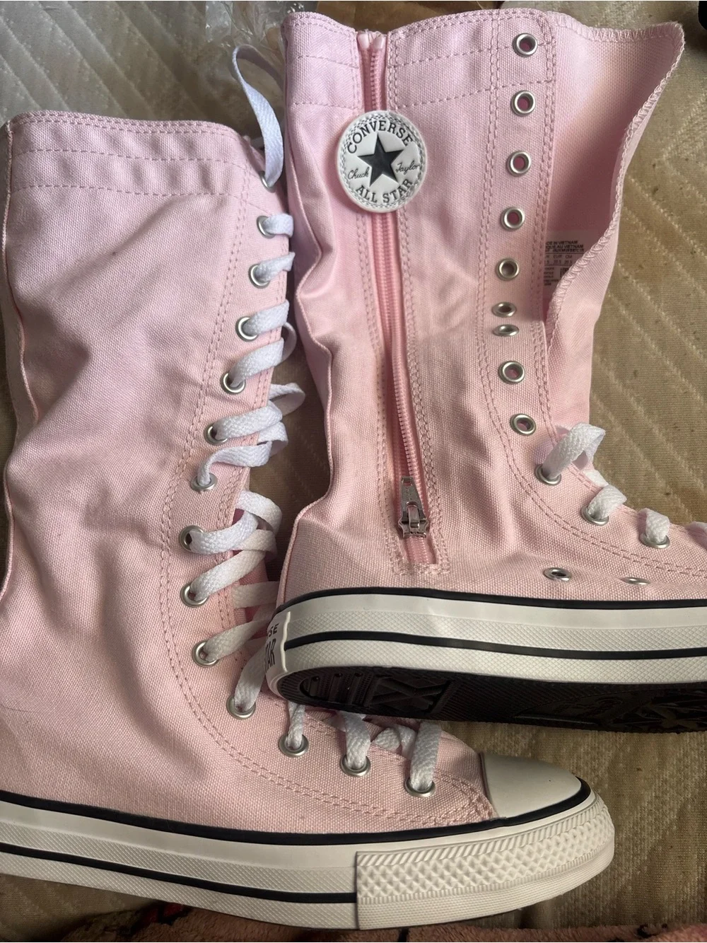 Converse Pink High-Top Platform Sneakers with Side Zipper